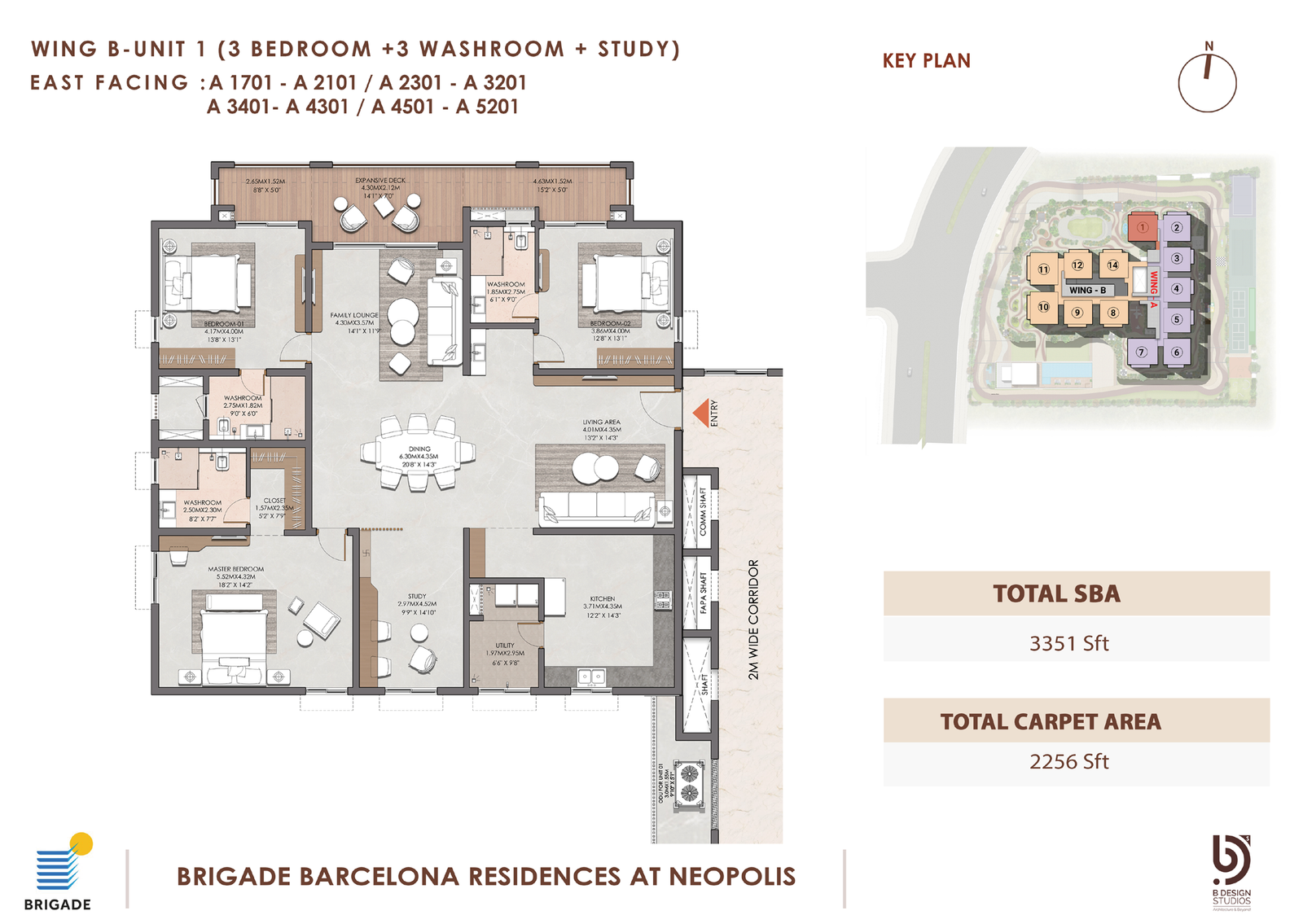 Grand Residence 3 BHK plus Study floor plan