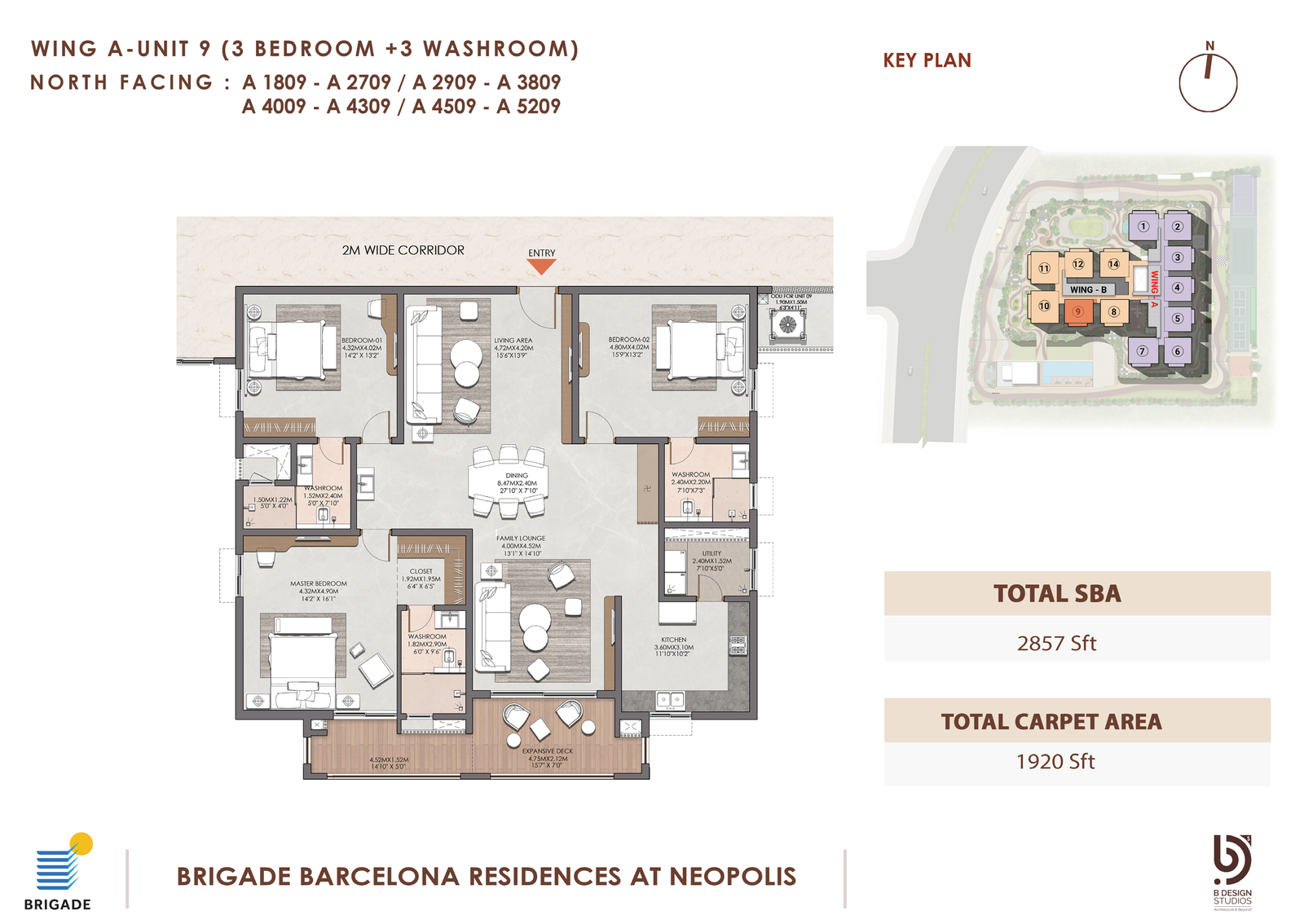 Premium Residence 3 BHK floor plan